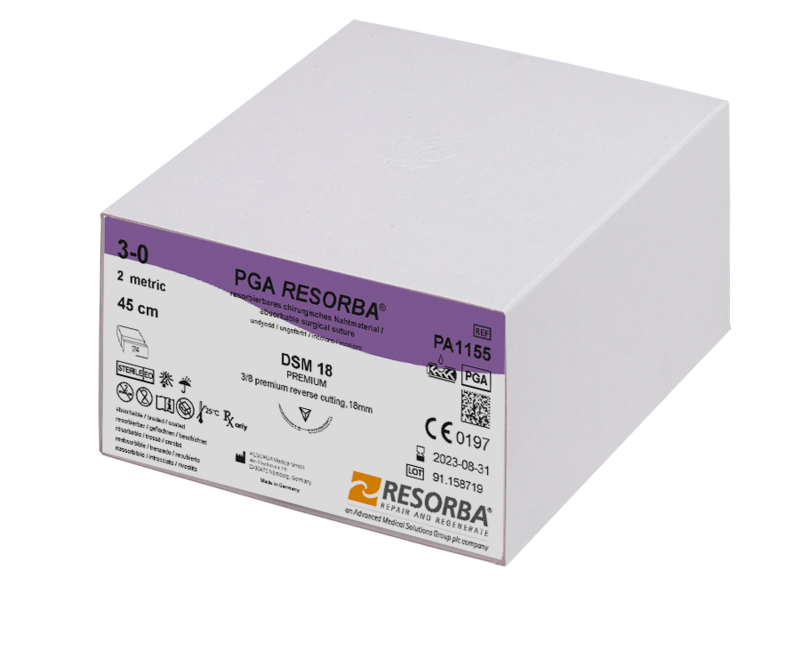 ПГА Ресорба USP 1 фіолетовий, 70см, зворотньо-ріжуча голка 35 мм, 1/2 кола